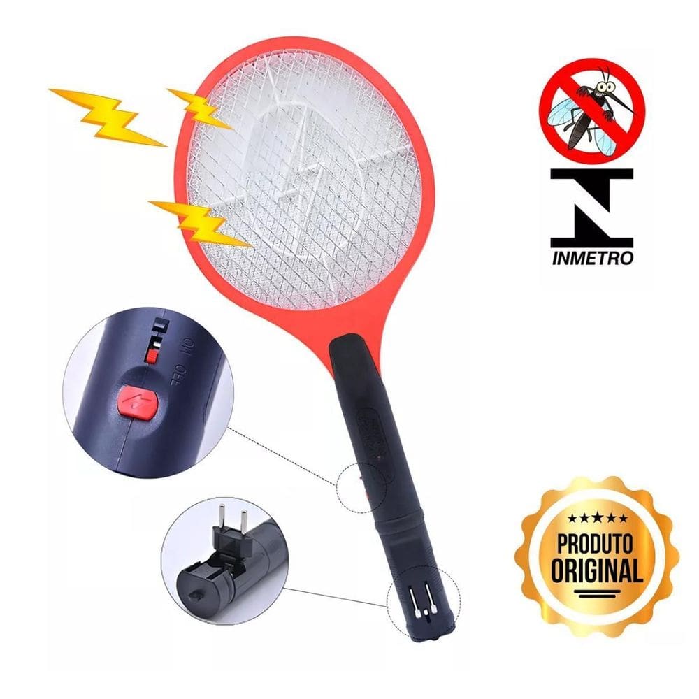 Raquete Elétrica Recarregável Para Mosquitos Envio Já