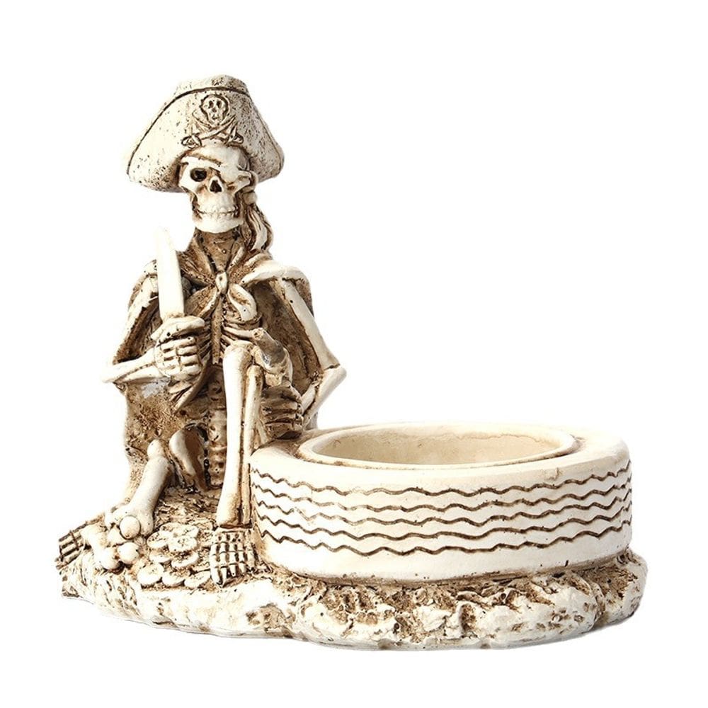 Cinzeiro Pirate Skeleton, resina, cinzeiro para fumar 13x8x11cm