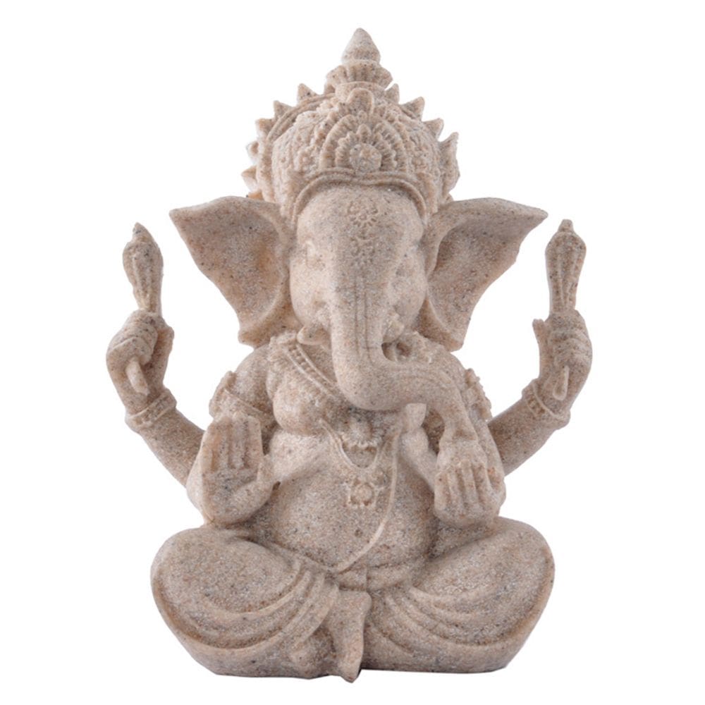 Escultura Estátua de resina de Ganesha em estilo arenito 7,5x6x9,5cm