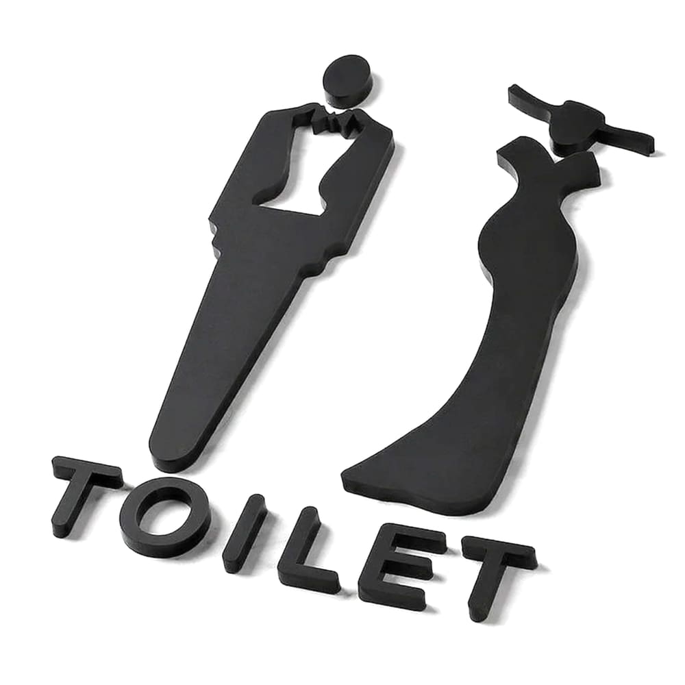 Placa de banheiro acrílico 3D para banheiro masculino e feminino em PVC 25x8,5 cm