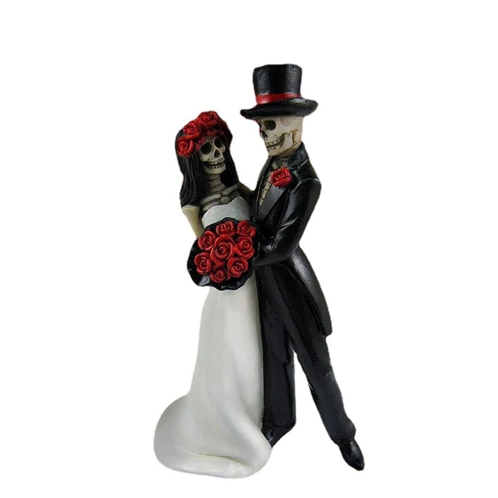 Estátua, esqueleto, casamento, casamento, 10x5x15cm, estatuetas de resina