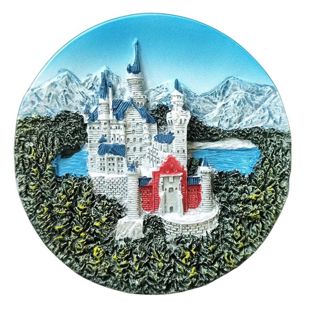 Ímã de geladeira feito à mão em resina 3D do Castelo de Neuschwanstein