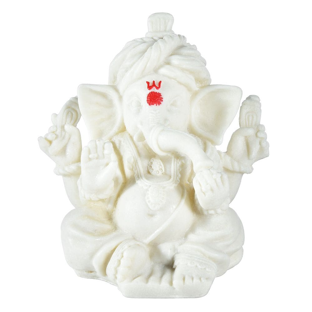 Estátua branca de Ganesha, estatueta de Deus Elefante de 11,5 cm