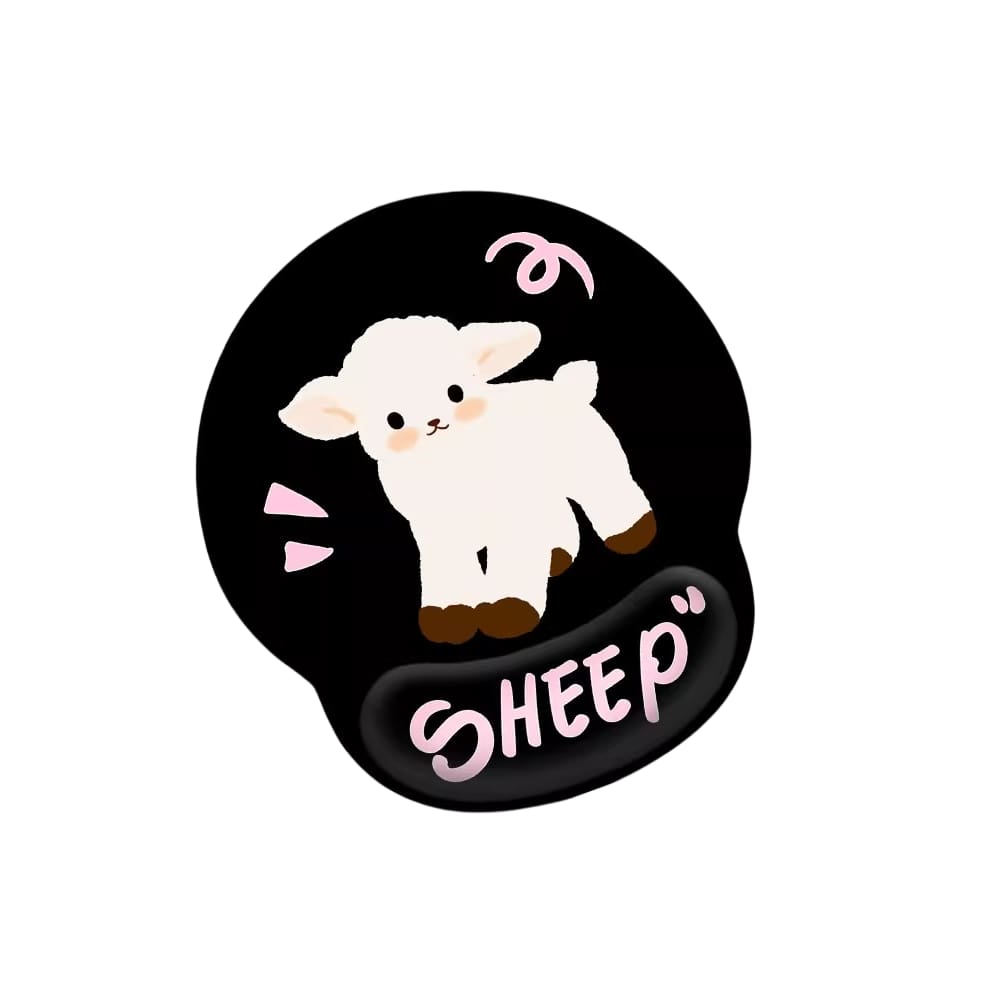 Mouse pad com design fofo de ovelha com apoio de pulso de silicone de 188 x 227 mm