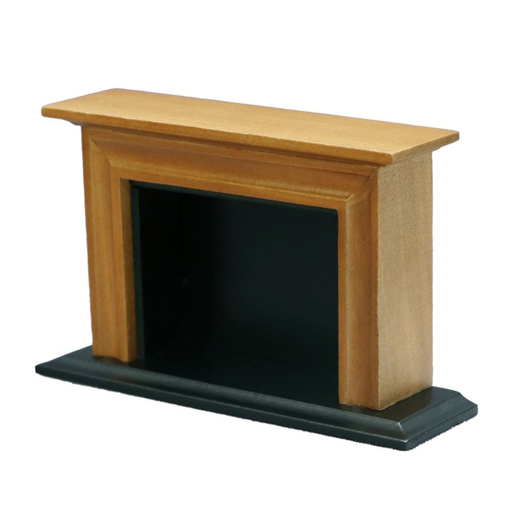 Lareira de casa de bonecas em miniatura de madeira vintage em escala 1:12