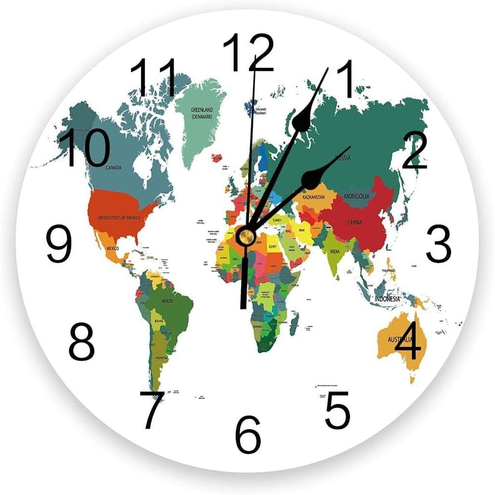 Relógio de parede Creative Home Decor World Map Non-Ticking
