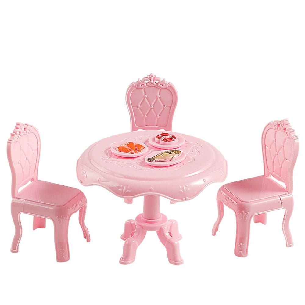 Conjunto de mesa de jantar Dollhouse em plástico de escala 1/12 para miniaturas