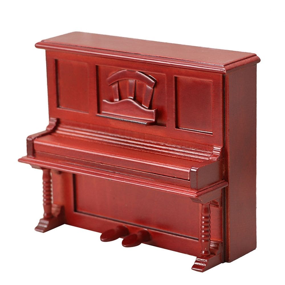 Móveis de casa de bonecas em miniatura, piano de cauda de madeira, escala 1:12