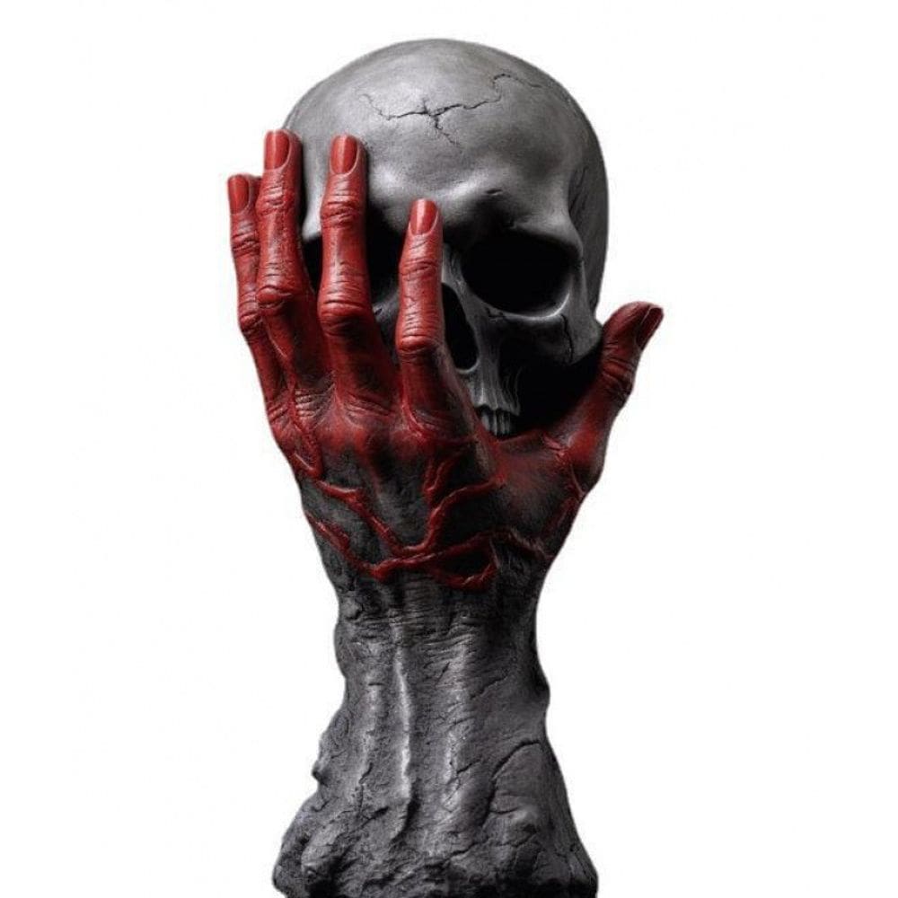 Estatueta de resina: escultura de mão Gothic Fury com caveira de 20 cm