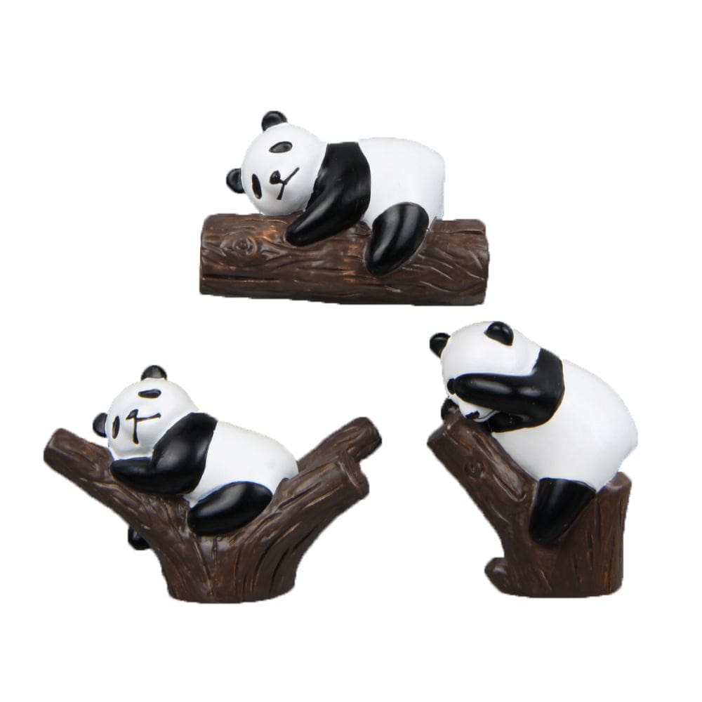 Ímãs de geladeira, 3 peças de resina 3D fofa de panda em tronco de árvore