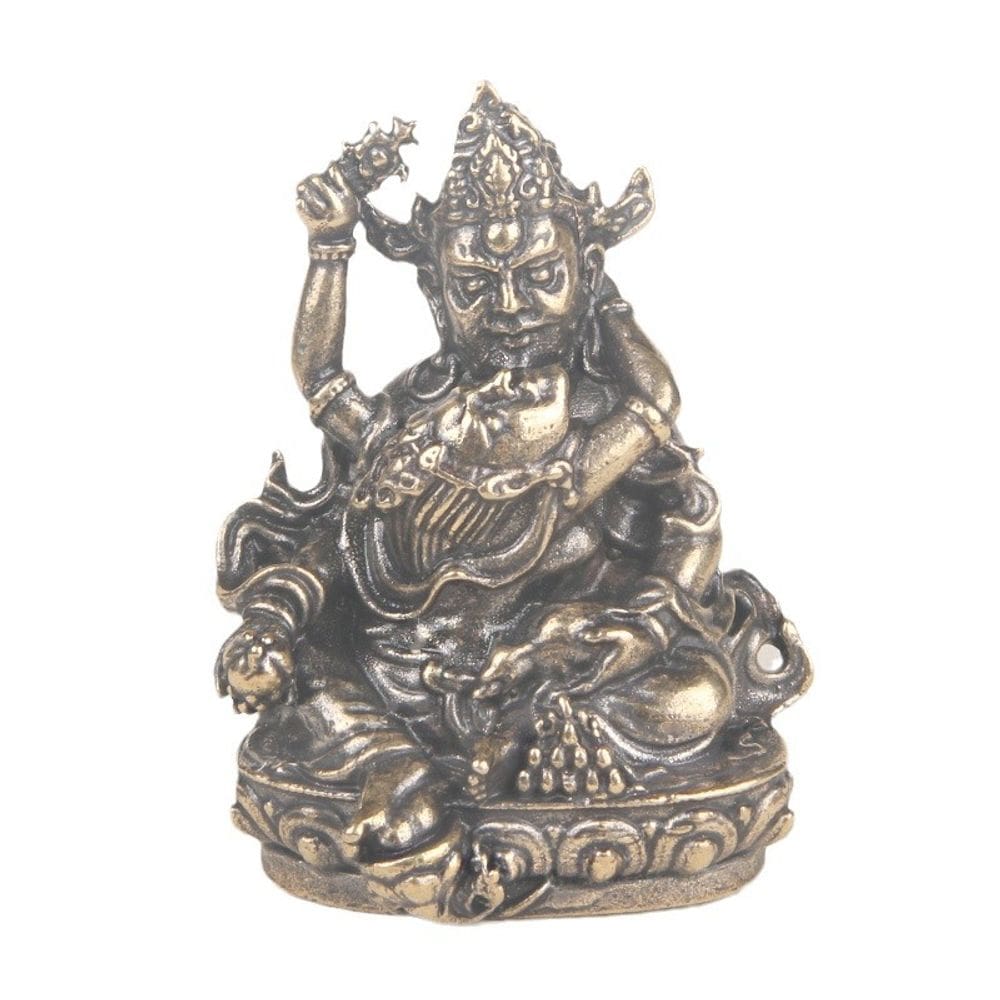 Estátua de Tara Verde Tibetana, Latão Antigo, Resina de 37 mm