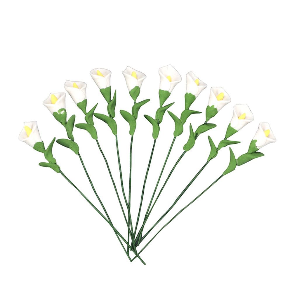 Conjunto de flores em miniatura de Calla Lily para casa de bonecas, escala 1:12