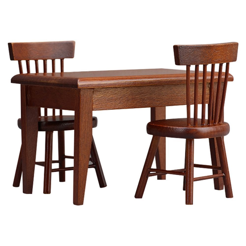 Conjunto de móveis de casa de bonecas em miniatura, mesa de jantar de madeira