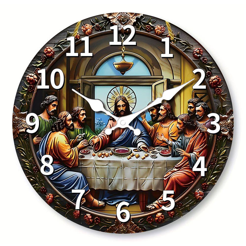 Relógio de parede Last Supper Non-Ticking Silent 30 cm de madeira