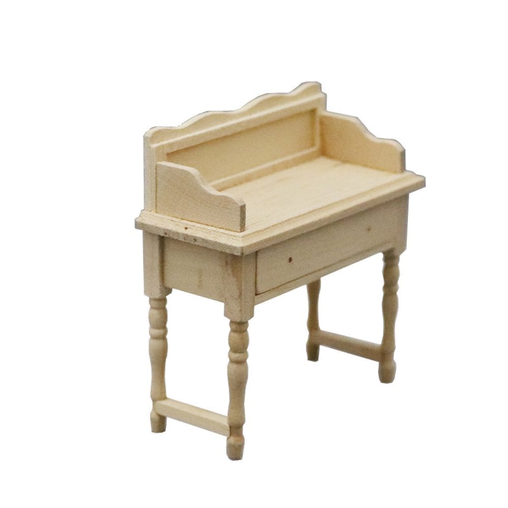 Mesa de bonecas em miniatura Mesa de trabalho de madeira em escala 1:12