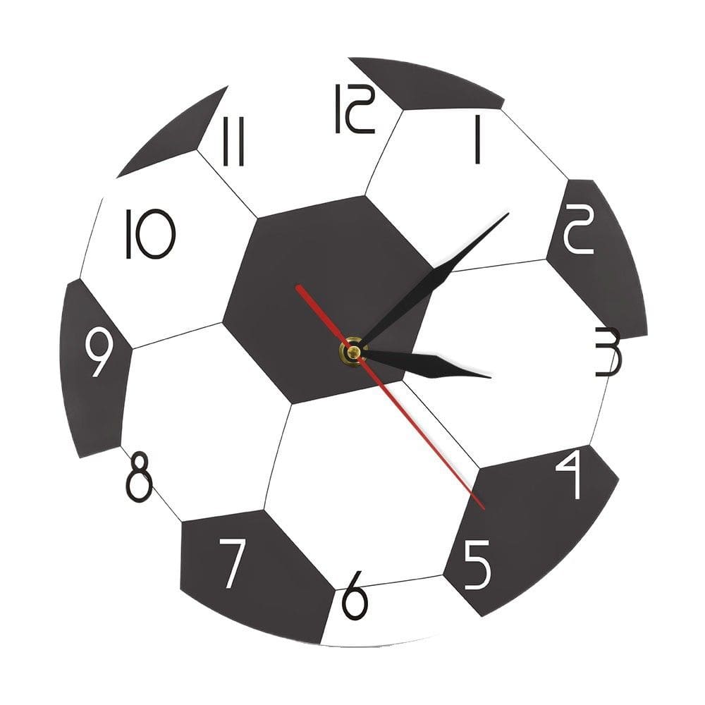 Relógio de parede com design de bola de futebol sem tique-taque silencioso de 30 cm