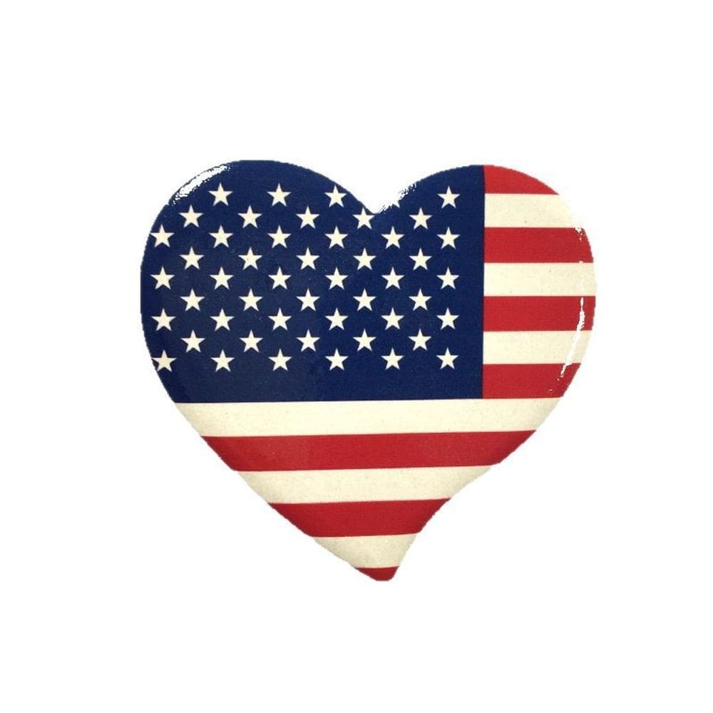 Design de bandeira dos EUA em forma de coração com ímã de geladeira