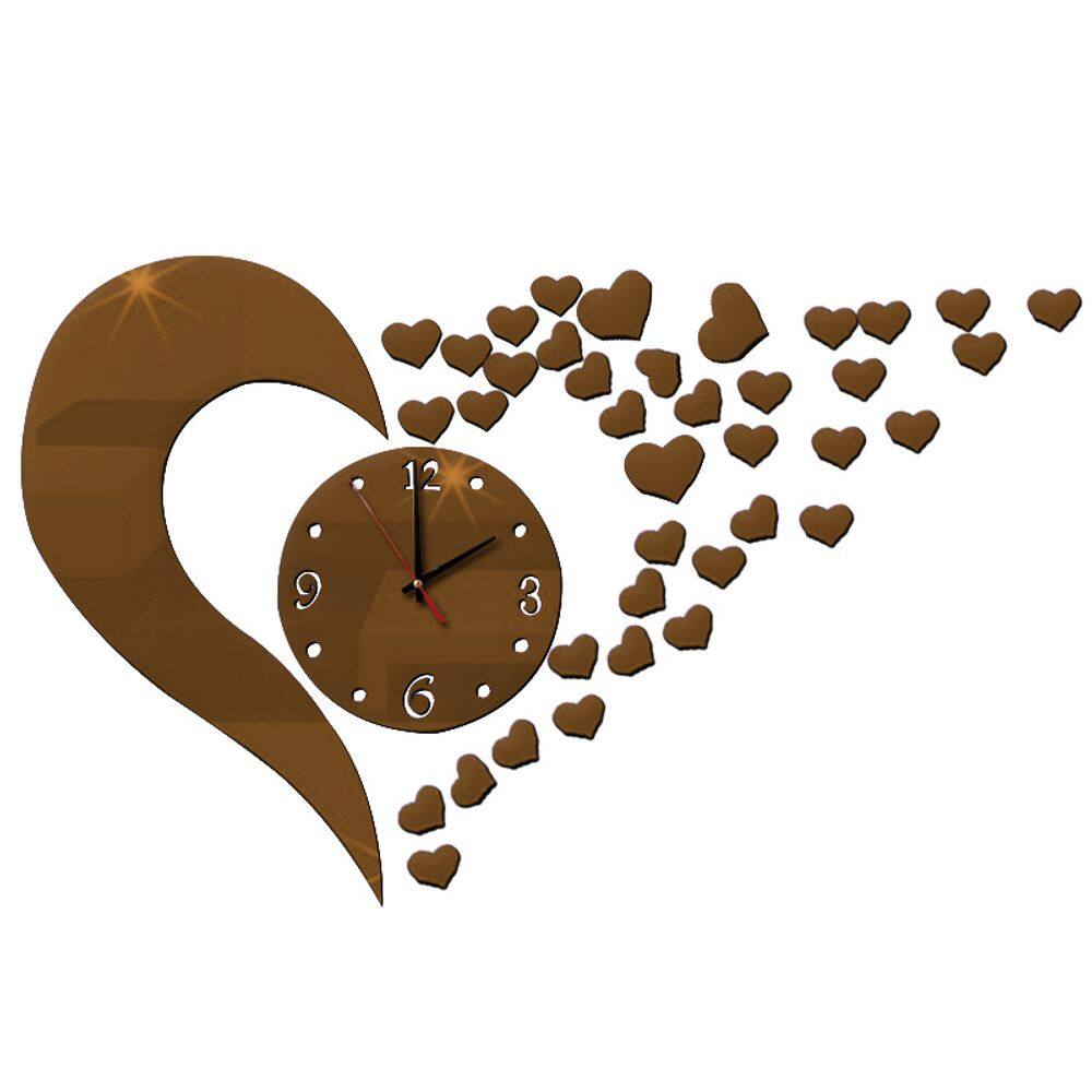 Relógio de parede em forma de coração em acrílico moderno DIY Silent 21cm