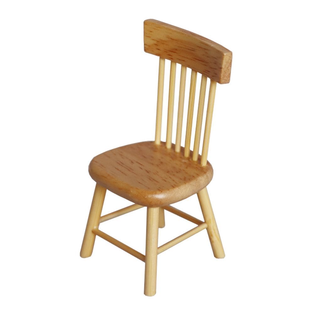 Cadeira de casa de bonecas em miniatura Wooden Oak Dining em escala 1:12
