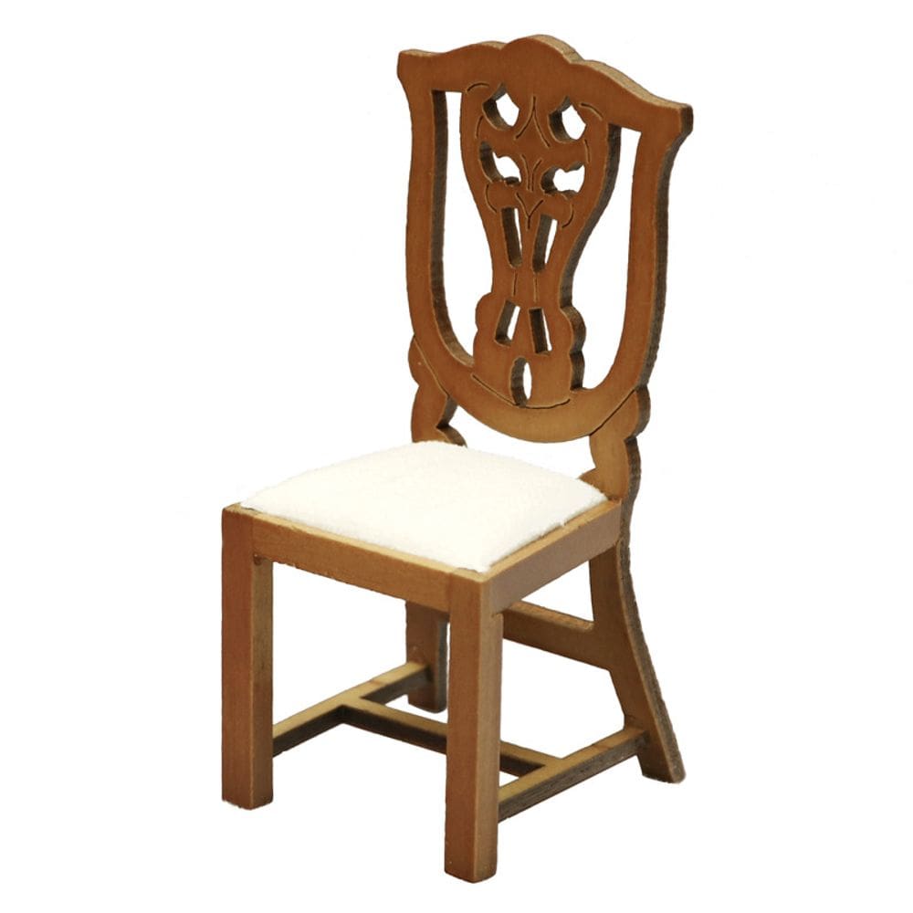 Cadeira em miniatura Dollhouse Wooden Vintage Brown Escala 1/12