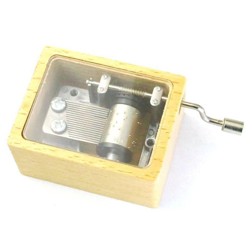Caixa de música de madeira transparente Hand Crank My Heart Will Go O
