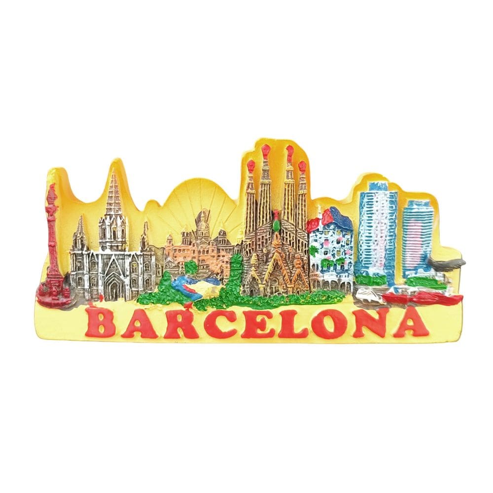 Lembrança de resina Frigorífico Magnet 3D Barcelona Landmark