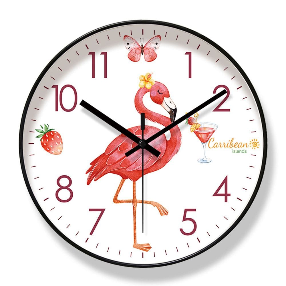 Relógio de parede Flamingo, 30 cm de diâmetro, silencioso e sem tique-taque
