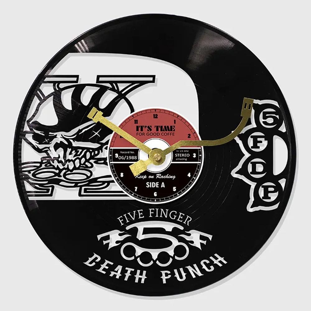 Relógio de parede Five Finger Death Punch com design de disco de vinil retrô