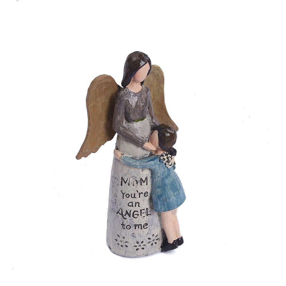 Estatueta Mom Angel, escultura em resina de 25 cm com mensagem sincera