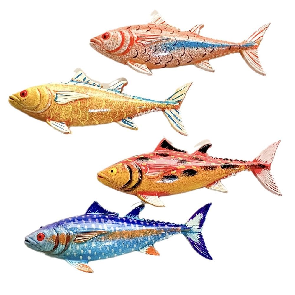 Ímãs de geladeira, resina 3D, peixes coloridos, 4 unidades