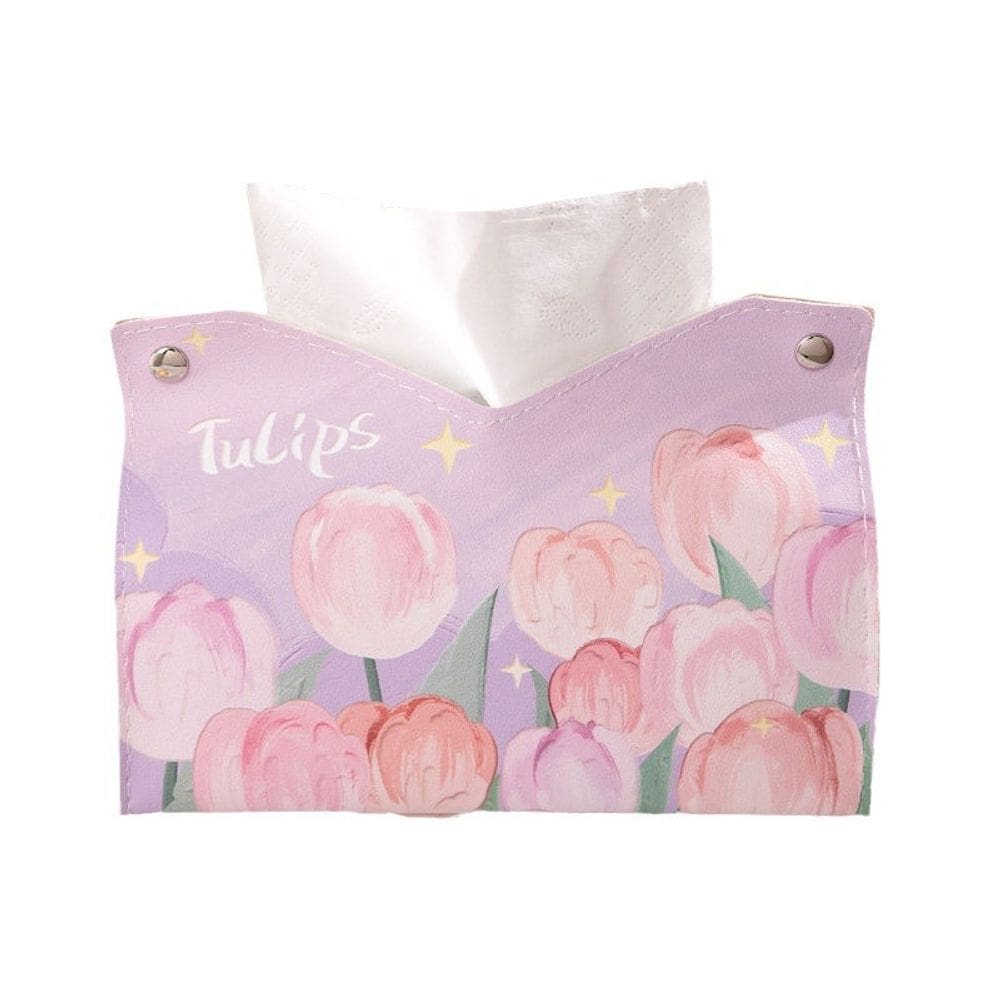 Capa de lenços com estampa de tulipas impermeáveis em couro