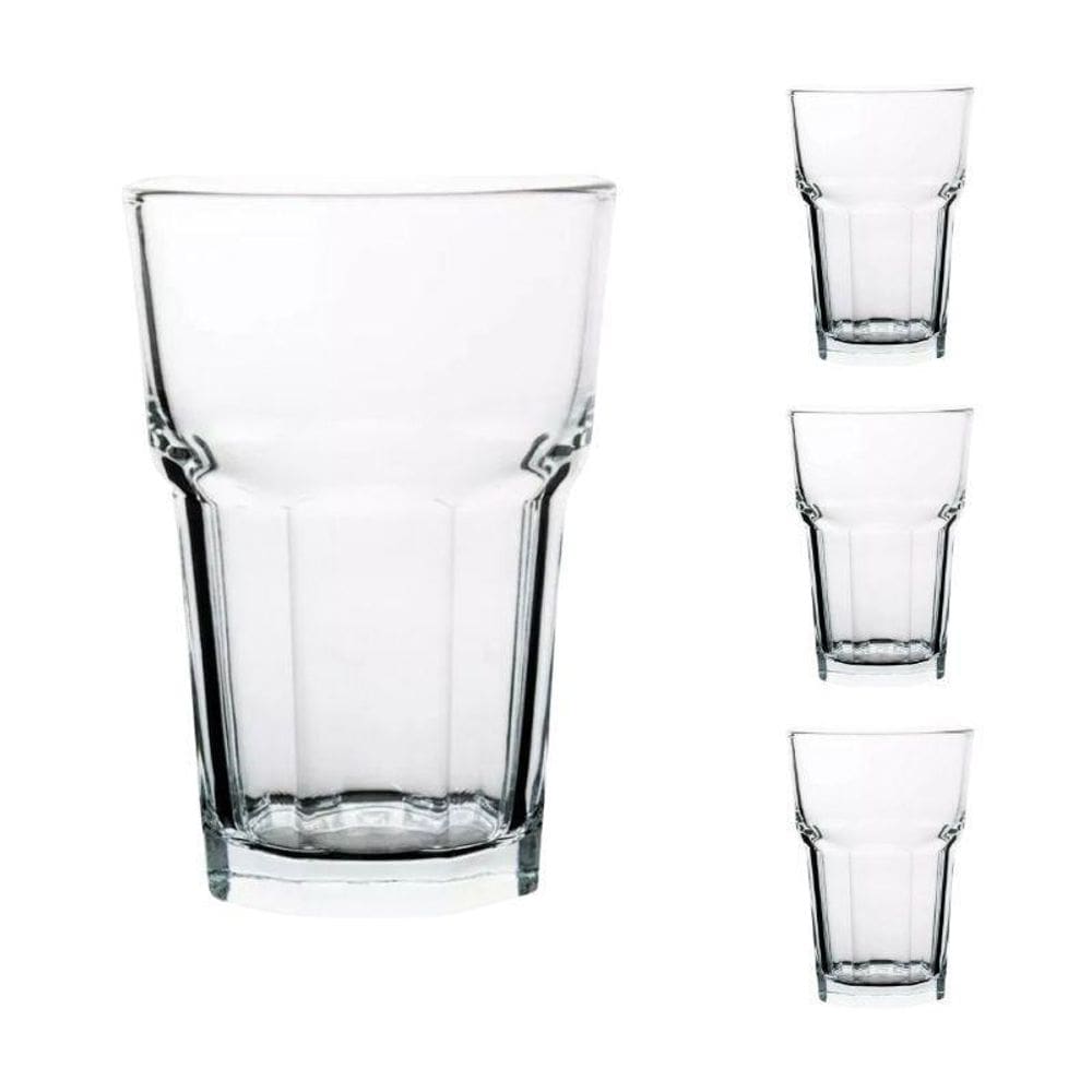 Jogo Com 03 Copo De Vidro 350Ml Água Suco Bebidas Em Geral