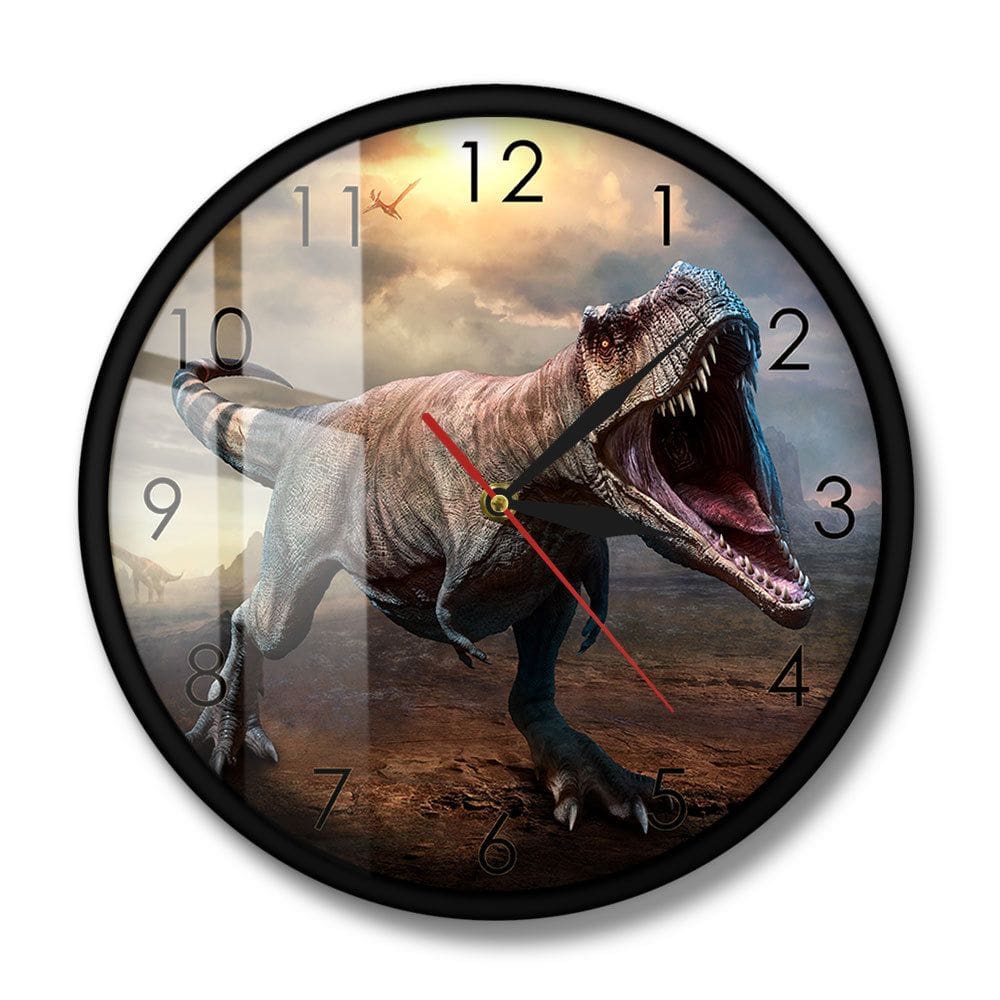Relógio de parede T-Rex Dinosaur Art Design Silent 35 cm de plástico