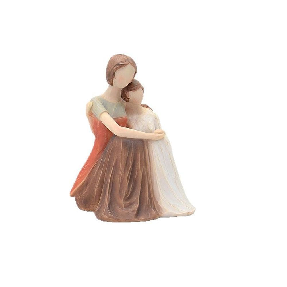 Escultura: mãe e filha, resina, família emocionante