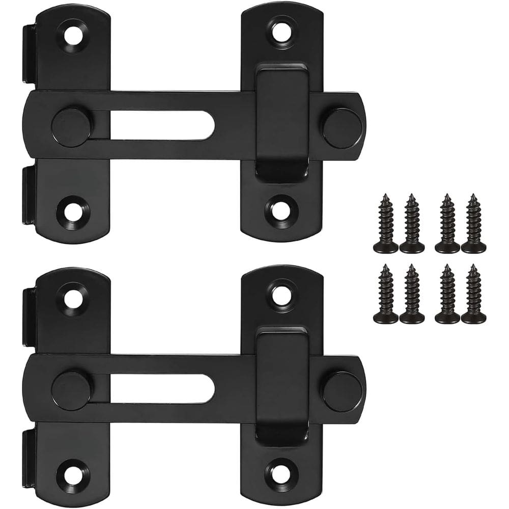 Fechadura de porta de celeiro em aço inoxidável preta 2 peças