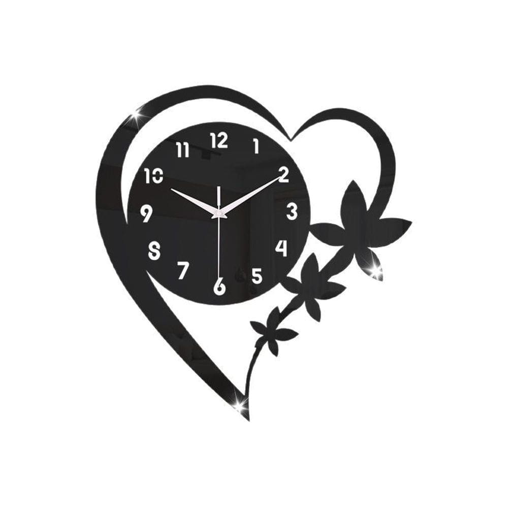 Relógio de parede Modern Heart & Flower Design 30cm em acrílico