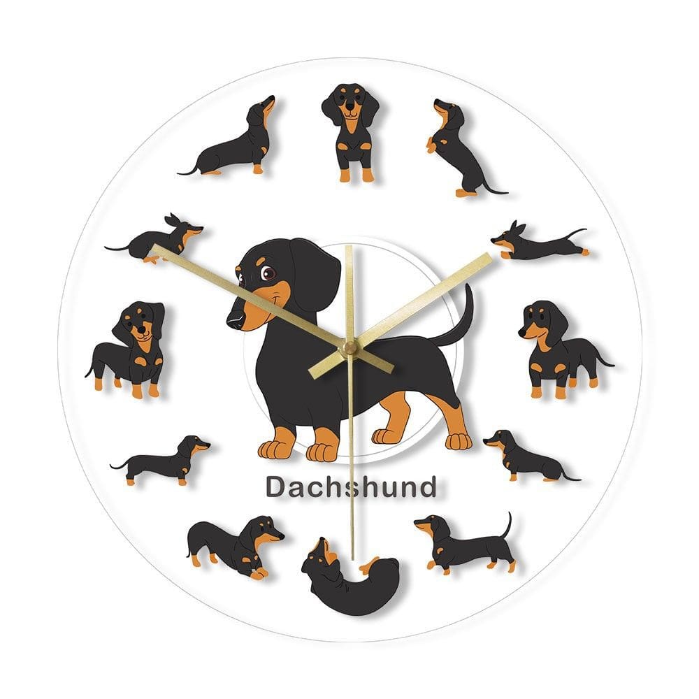 Relógio de parede Dachshund Cartoon Design 30 cm de plástico sem tique-taque