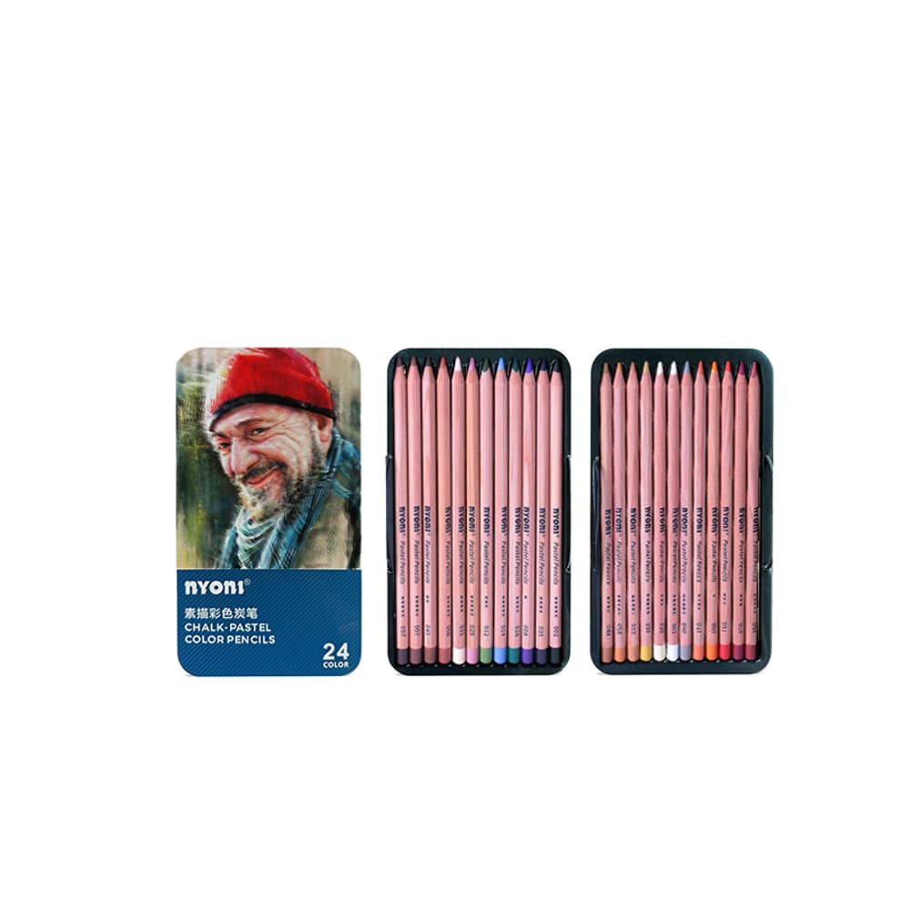 Conjunto de lápis de cor pastel de giz, 24 cores, 43 unidades