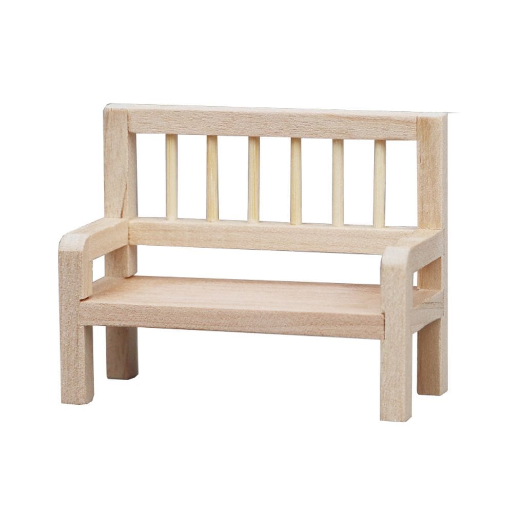 Banco de casa de bonecas em miniatura Sofá de madeira inacabado em escala 1:12