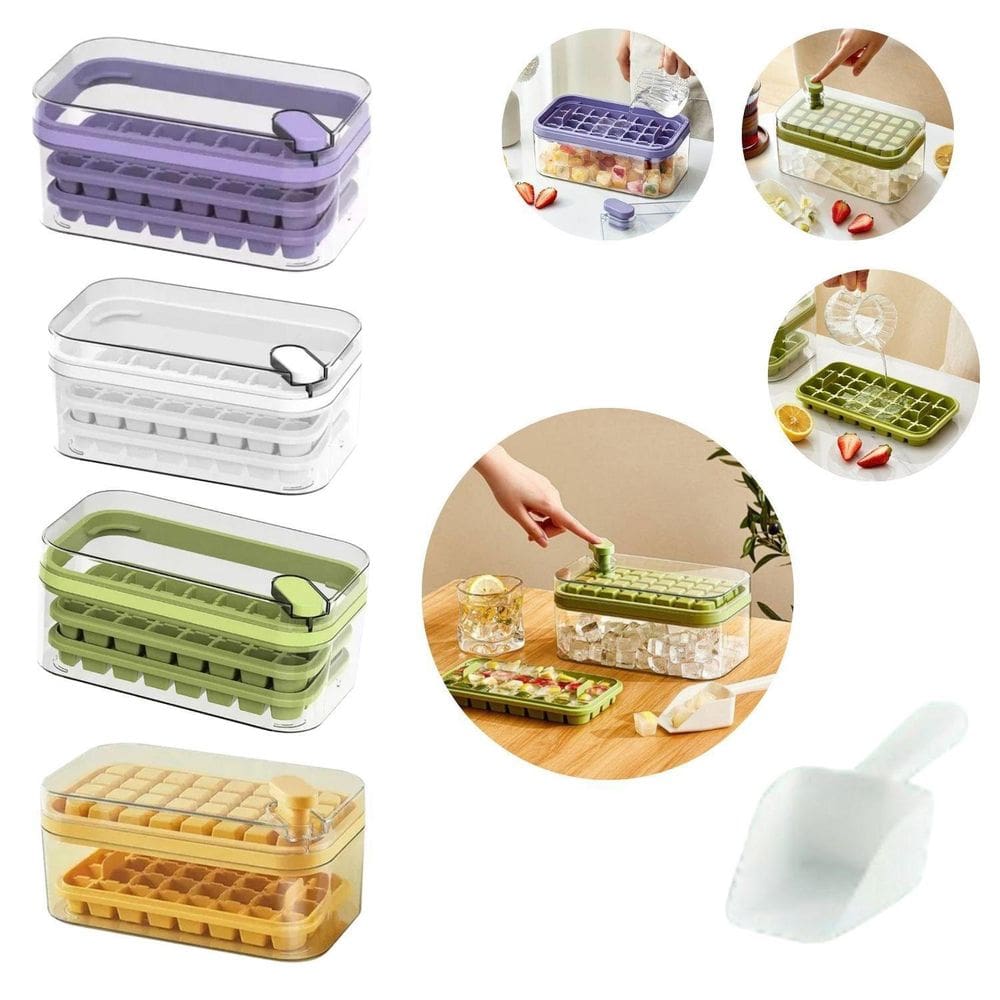 Bandeja Dupla De Cubos De Gelo Com Tampa