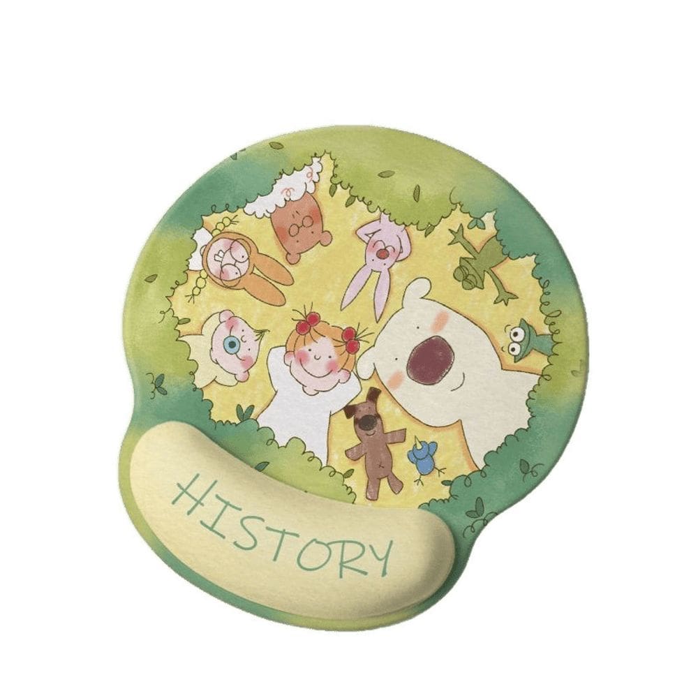 Mouse pad fofo com tema histórico de desenhos animados com descanso de pulso