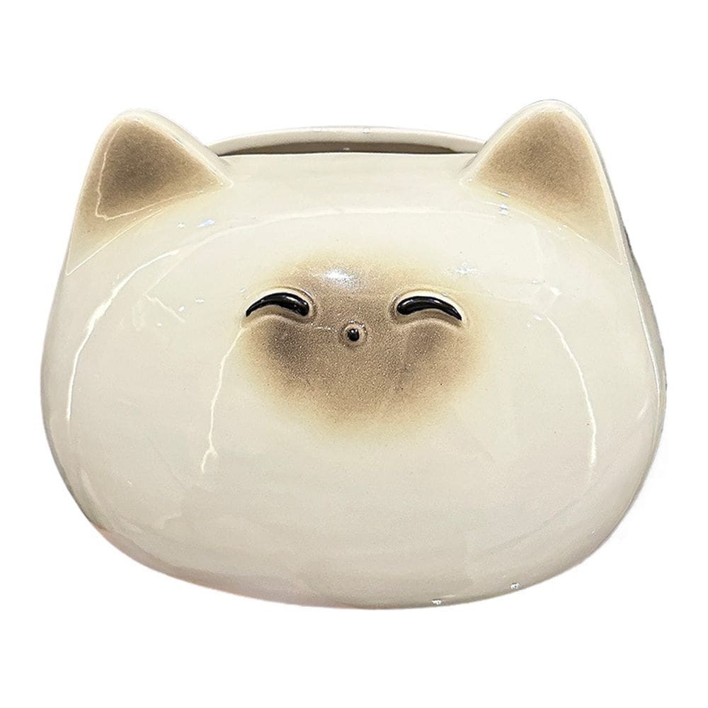 Tampa de caixa de lenços em cerâmica fofa siamesa em estilo creme para gatos