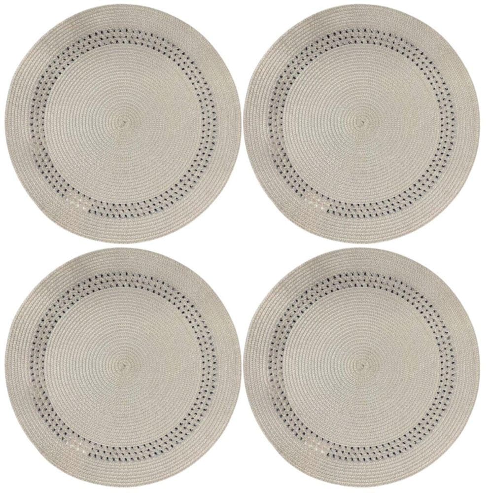 Kit 4 Sousplats Yoi Dot Bege 38Cmx38Cm