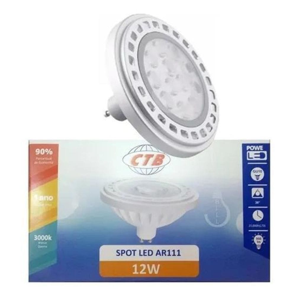 Ctb Ar111 Lâmpada Led 12W 3000K Gu10 Blanco Cálido