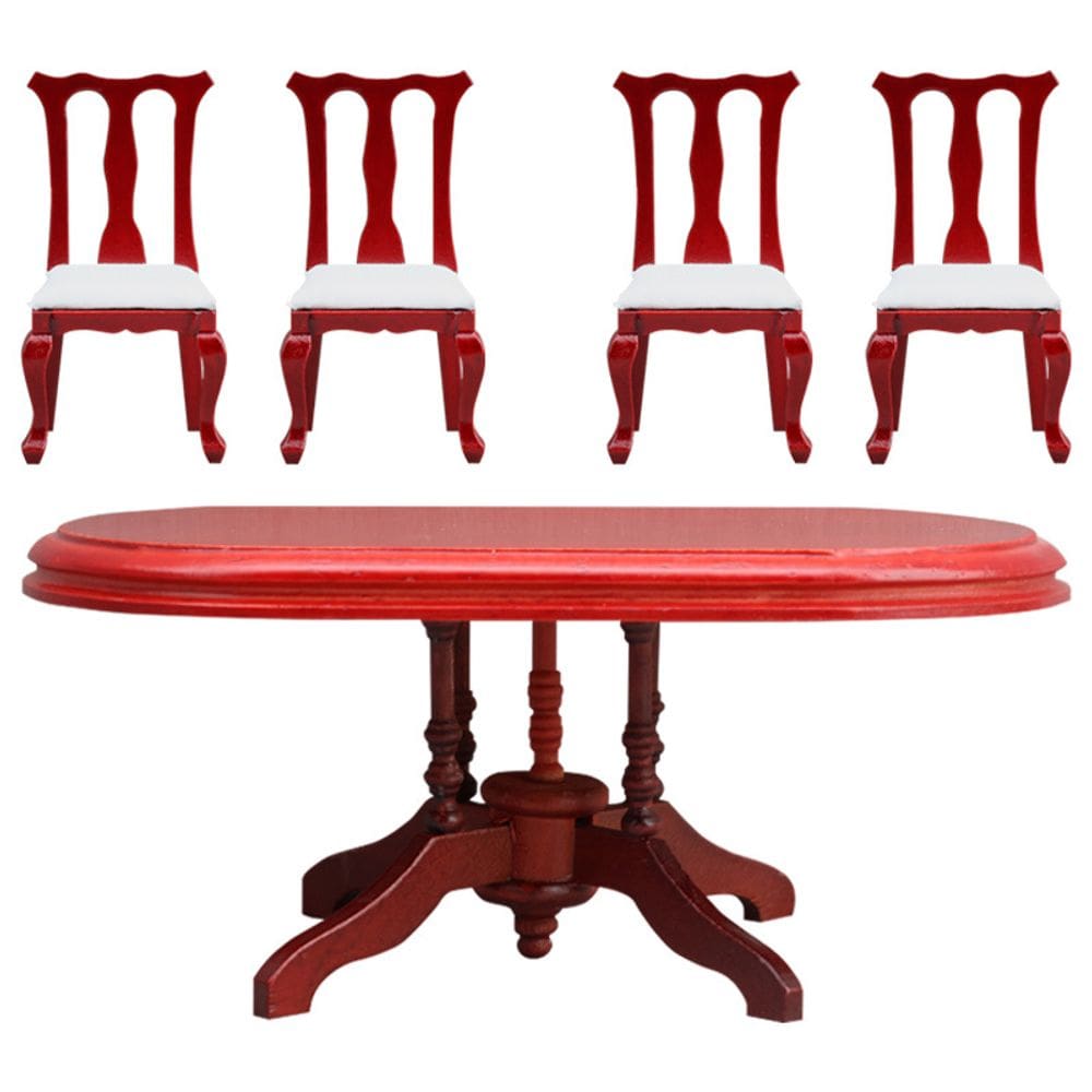 Conjunto de jantar em miniatura Dollhouse em escala 1:12 - Mesa de madeira