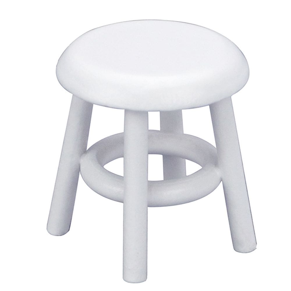 Mobiliário de casa de bonecas em miniatura, banco redondo de madeira, escala 1:12