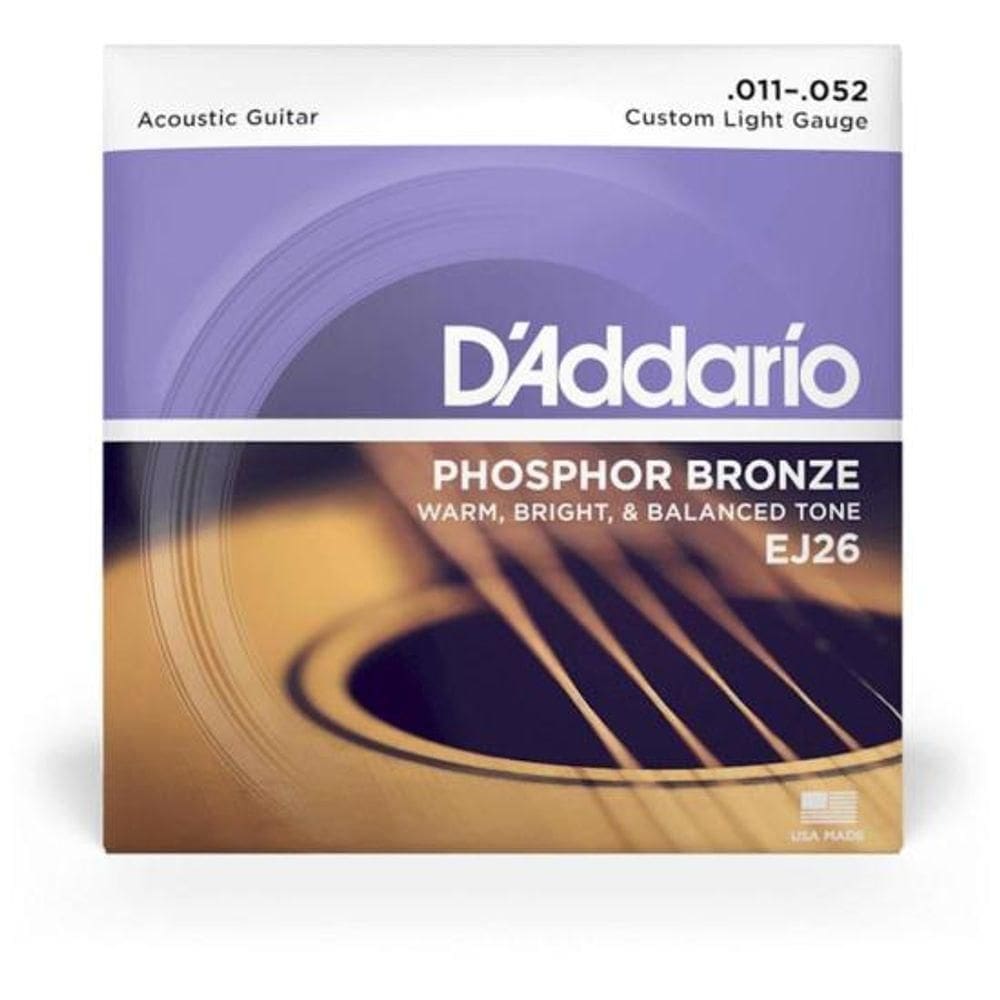 Encordoamento Violão Aço .011-.052 Phosphor Bronze Ej26 D Addario [f002]