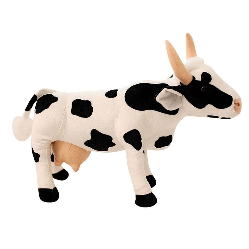 Boneca de brinquedo de pelúcia, vaca realista, 38 cm, bezerro de pelúcia macio