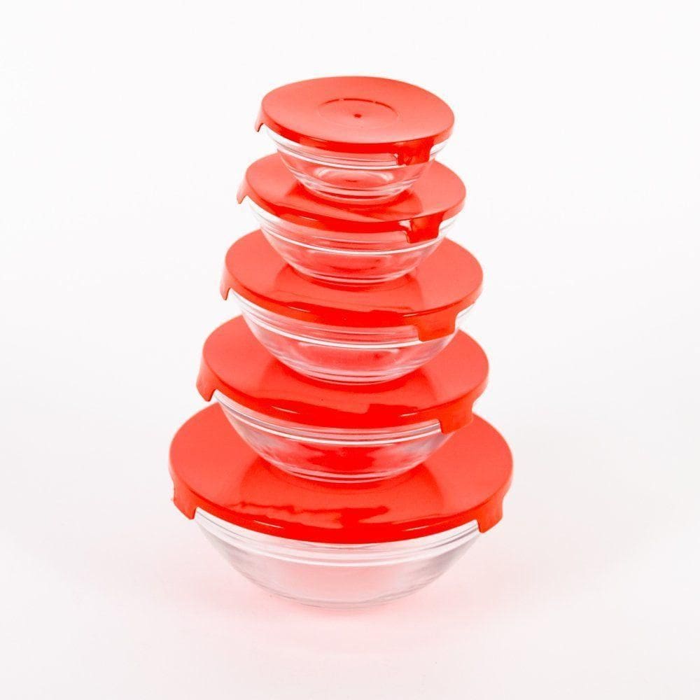 Conjunto 5 Potes De Vidro Com Tampa -