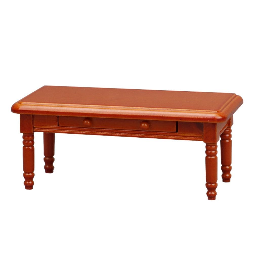 Mesa de café Dollhouse em miniatura em escala 1:12 com gaveta - Madeira